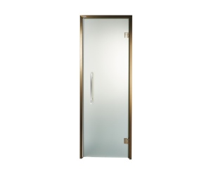 Дверь стеклянная — сатин, бронзовый профиль, 9х21 (880*2090)